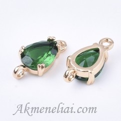 Intarpas aukso spalvos su Emerald kristalu, 13x7x3,5mm