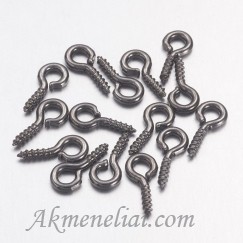 Kilputė su sriegiu 8x4mm, gunmetal- juodo metalo. Pakuotė 5gr.(Apie 65vnt.)