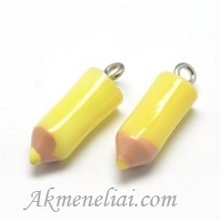 Pieštukas geltonas su kilpele, polimerinis molis, 23x7,5mm,1vnt.