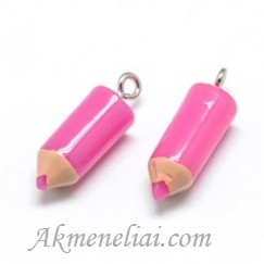 Pieštukas rožinis su kilpele, polimerinis molis, 23x7,5mm,1vnt.