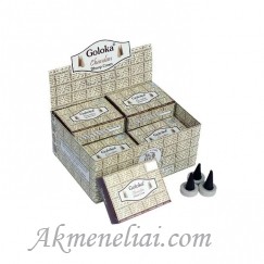 Goloka Chandan kūginiai smilkalai, su stoveliu, pakuotėje yra 12vnt.