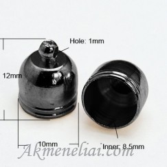 Antgalis odelei, kaspinui, juodos spalvos 14x12mm, vidinis diametras 10mm