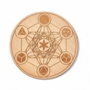 Kristalų padėkliukas, pentagrama, medinis, 10cm